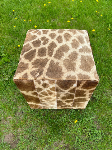 Giraffe Ottoman Genuine Giraffe Hide Cube Furniture Size: 20X20X20” Real Giraffe