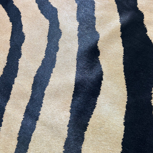 Genuine Zebra Print Cowhide Rug (beige background) Size: 7x6 feet Z-264