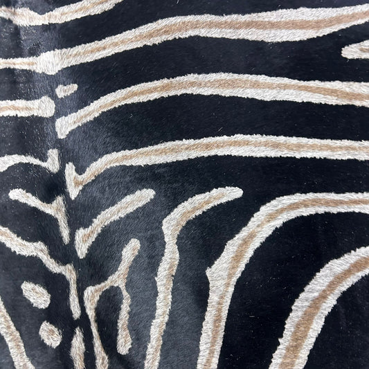 Genuine Zebra Print Cowhide Rug (grey background) Size: 7.2x6 feet Z-265
