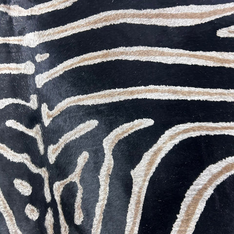 Genuine Zebra Print Cowhide Rug (grey background) Size: 7.2x6 feet Z-265