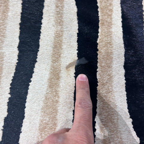 Genuine Zebra Print Cowhide Rug Size: 7.2x6 feet Z-268