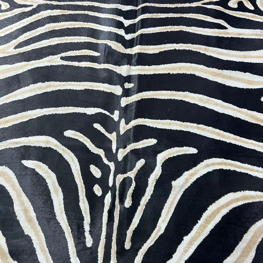 Genuine Zebra Print Cowhide Rug Size: 7.2x5.7 feet Z-269