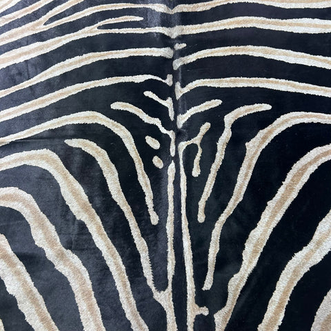 Genuine Zebra Print Cowhide Rug (background a bit grey/ fire brands) Size: 6.5x6 feet Z-271