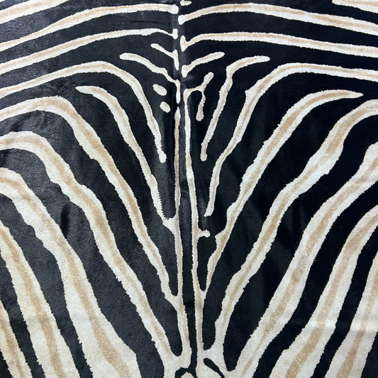 Genuine Zebra Print Cowhide Rug (beautiful quality!) Size: 7x6 feet Z-272