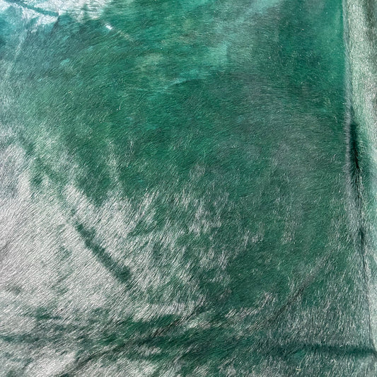 Dyed Emerald Green Cowhide Rug Size: 7x7 feet D-846
