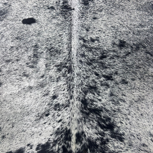 Salt & Pepper Black and White Cowhide Rug (background has some beige) Size: 8x7 feet Z-277