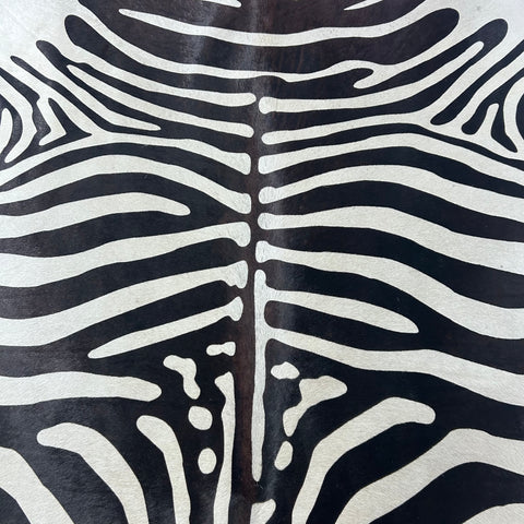 African Zebra Printed Cowhide Rug Size: 7x6 feet Y-114