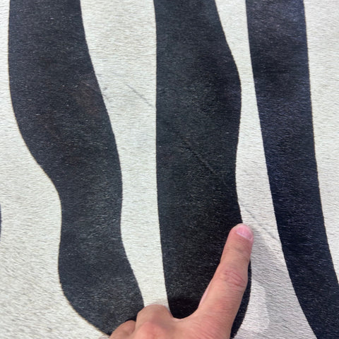 Zebra Print Cowhide Rug Size: 6.5x6 feet Y-115