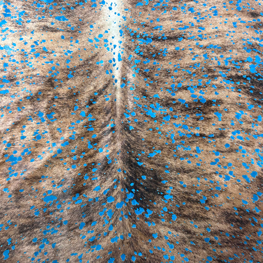 Turquoise Acid Washed Brindle Cowhide Rug Size: 7.7x7 feet Y-116