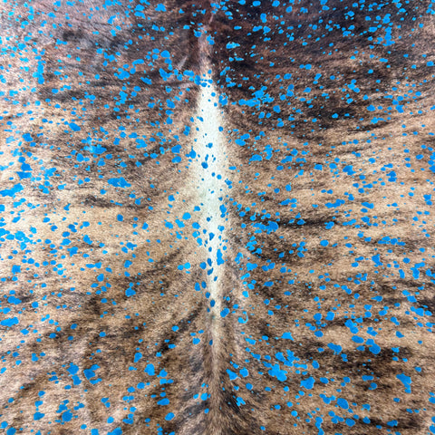 Turquoise Acid Washed Brindle Cowhide Rug Size: 7.7x7 feet Y-116