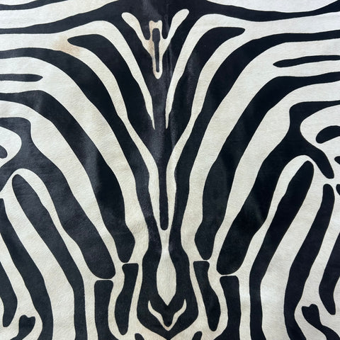 Upholstery Zebra Print Cowhide Rug (some brown in the middle) Size: 7x6 feet J-119