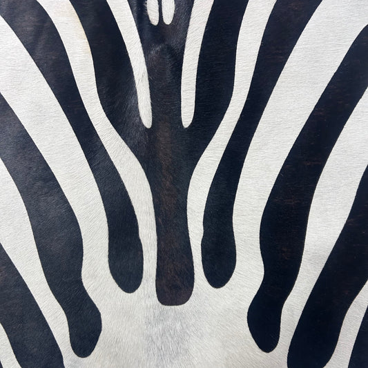 Zebra Print Cowhide Rug Size: 7x6 feet Y-117