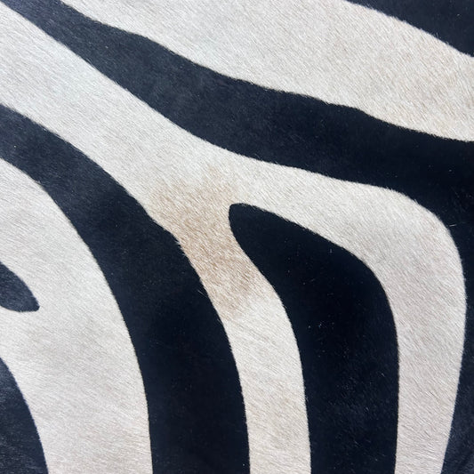 Upholstery Zebra Print Cowhide Rug (some brown in the middle) Size: 7x6 feet J-119