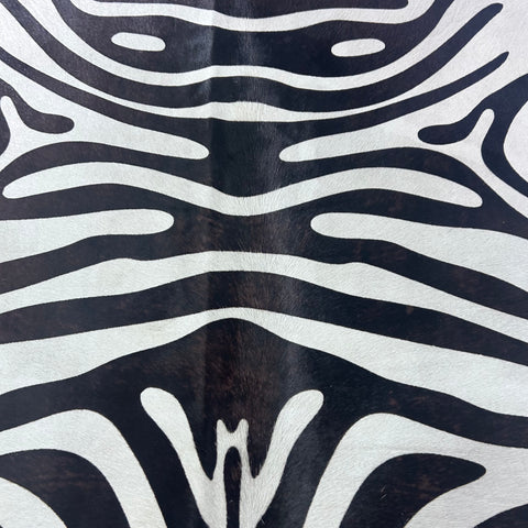 Zebra Print Cowhide Rug Size: 7x6 feet Y-117