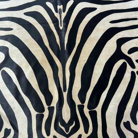 Upholstery Zebra Print Cowhide Rug (light beige background/ beautiful quality) Size: 7x6 feet J-122