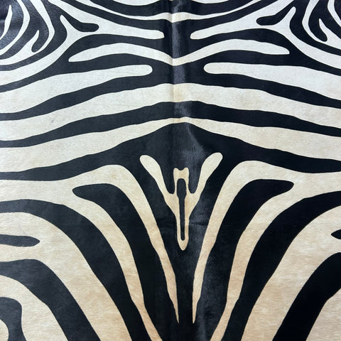 Upholstery Zebra Print Cowhide Rug (light beige background/ beautiful quality) Size: 7x6 feet J-122
