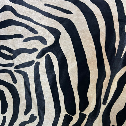 Upholstery Zebra Print Cowhide Rug (light beige background/ beautiful quality) Size: 7x6 feet J-122