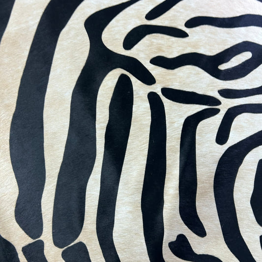 Upholstery Zebra Print Cowhide Rug (light beige background/ beautiful quality) Size: 7x6 feet J-122