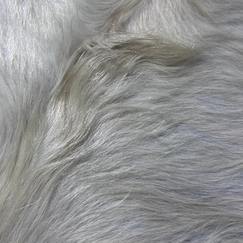 Ivory Cowhide Rug (a bit yellowish, long hair) Size: 7x6 feet Y-122