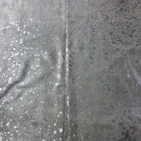 Silver Metallic Cowhide Rug Size: 8x7 feet J-124