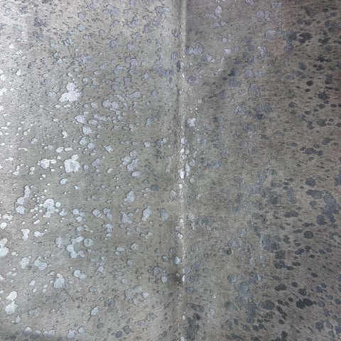 Silver Metallic Cowhide Rug Size: 8x7 feet J-124