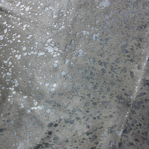 Silver Metallic Cowhide Rug Size: 8x7 feet J-124