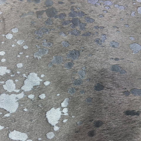 Silver Metallic Cowhide Rug Size: 8x7 feet J-124