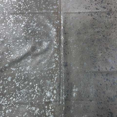 Silver Metallic Cowhide Rug Size: 7x7 feet J-126