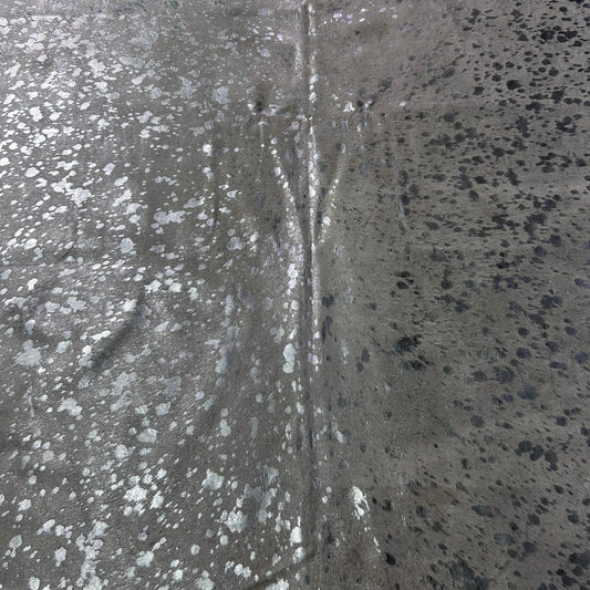 Silver Metallic Cowhide Rug Size: 7.2x7.5 feet J-127