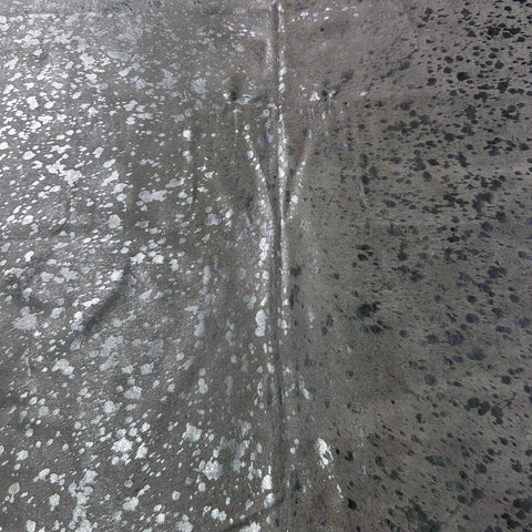 Silver Metallic Cowhide Rug Size: 7.2x7.5 feet J-127