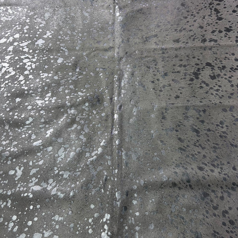Silver Metallic Cowhide Rug Size: 7.5x7 feet J-128