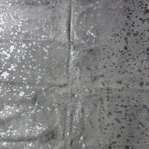 Silver Metallic Cowhide Rug Size: 7.5x7 feet J-128