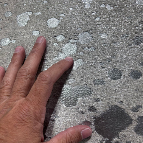 Silver Metallic Cowhide Rug Size: 7.5x7 feet J-128