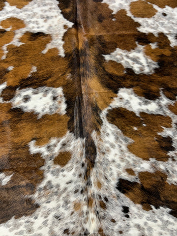 Tricolor Cowhide Rug (gorgeous) Size: 8x7 feet D-374