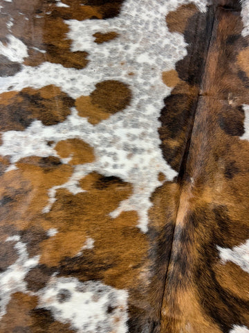 Tricolor Cowhide Rug (gorgeous) Size: 8x7 feet D-374