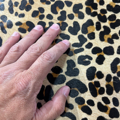 Leopard Print Cowhide Rug Size: 7x6 feet Z-288