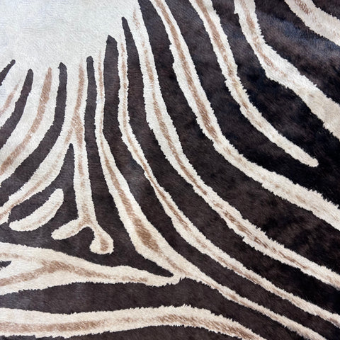 Genuine Zebra Print Cowhide Rug (brown stripes and brown inner stripes/ gorgeous) Size: 7.5x6.5 feet Z-093