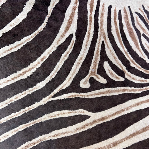Genuine Zebra Print Cowhide Rug (brown stripes and brown inner stripes/ gorgeous) Size: 7.5x6.5 feet Z-093