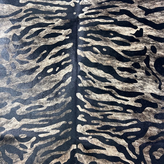 Tiger Print Cowhide Rug Size: 7.5x6.5 feet Z-103