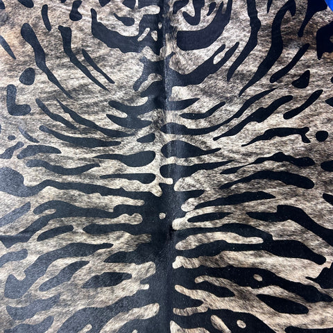 Tiger Print Cowhide Rug Size: 7.5x6.5 feet Z-103