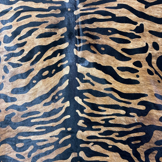 Tiger Print Cowhide Rug Size: 7x6.5 feet Z-104