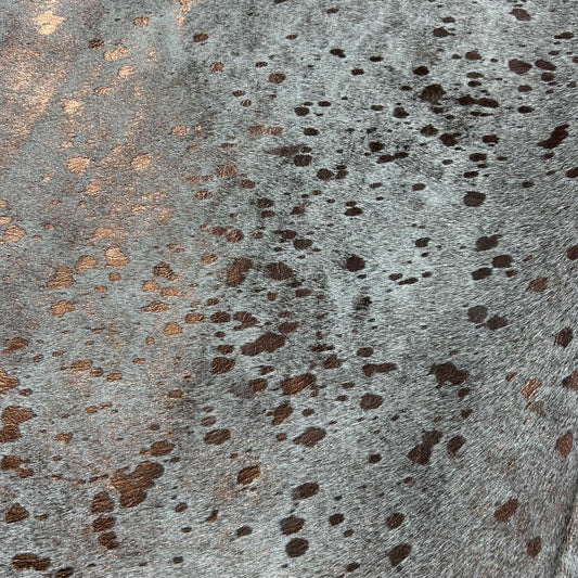 Bronze Metallic Acid Washed Cowhide Rug Size: 7.2x6.2 feet D-880