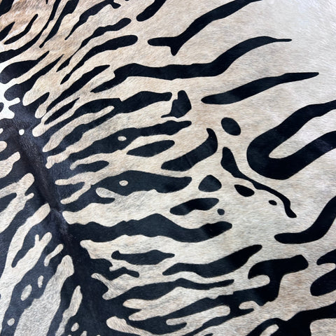 Huge Siberian Tiger Print Cowhide Rug Size: 8x7 feet Z-112