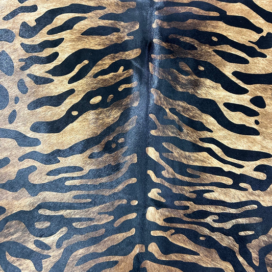 Siberian Tiger Print Cowhide Rug Size: 8x7 feet Z-113