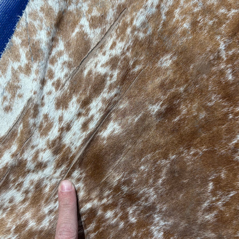 Brown and White Speckled Cowhide Rug Size: 8x7 feet D-883