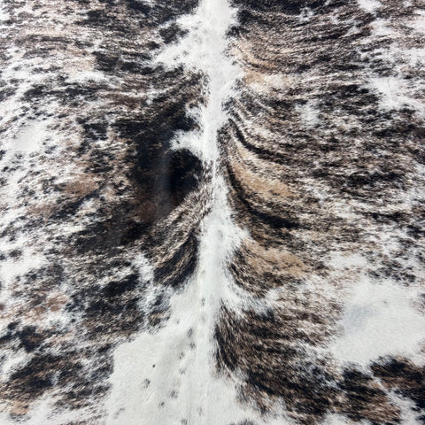 Beautiful Tricolor Brindle Cowhide Rug (beige and black tones) Size: 8x7 feet Z-125