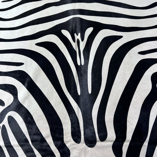 Zebra Print Cowhide Rug Size: 7x6.2 feet D-893