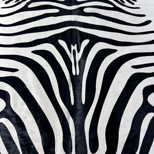 Zebra Print Cowhide Rug Size: 7x6.2 feet D-894