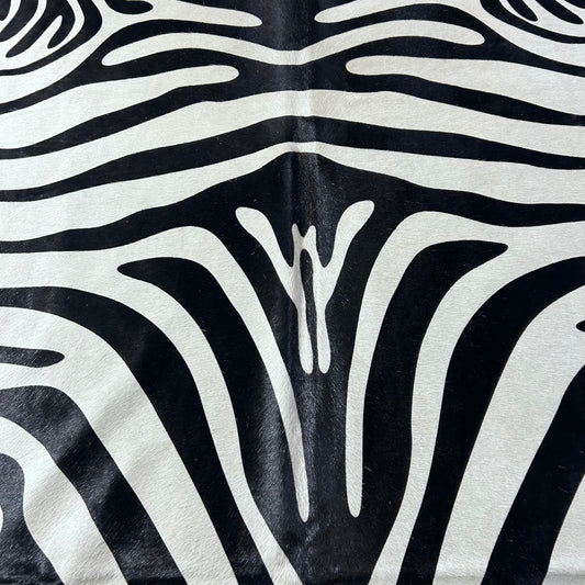 Zebra Print Cowhide Rug Size: 7.2x6.5 feet D-895