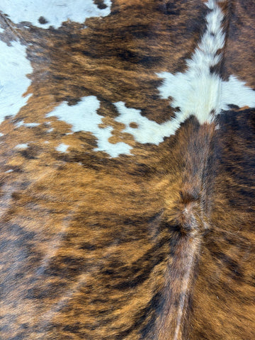 Beautiful Tricolor Cowhide Rug (mainly light brown tones) Size: 7x6.5 feet D-406